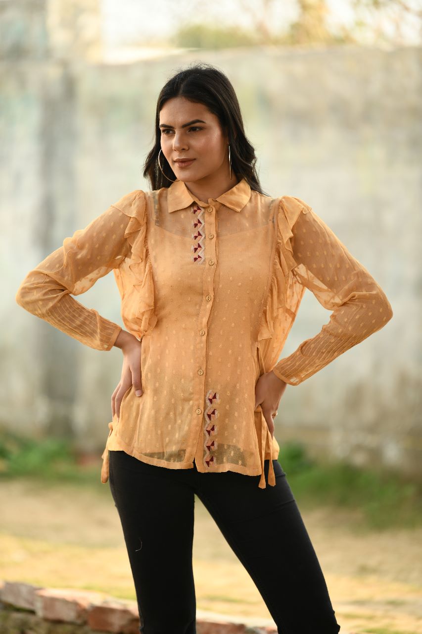HAND EMBROIDERY FRILL TOP